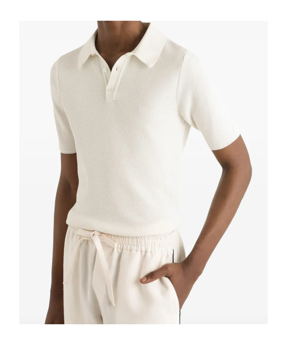 Dolce & Gabbana Short Sleeve Cotton Knit Polo In White
