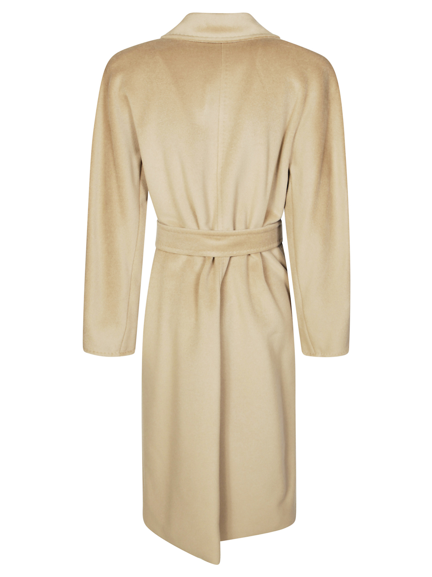 Max Mara Double-breasted Belted Coat Notched Lapels In Neutral