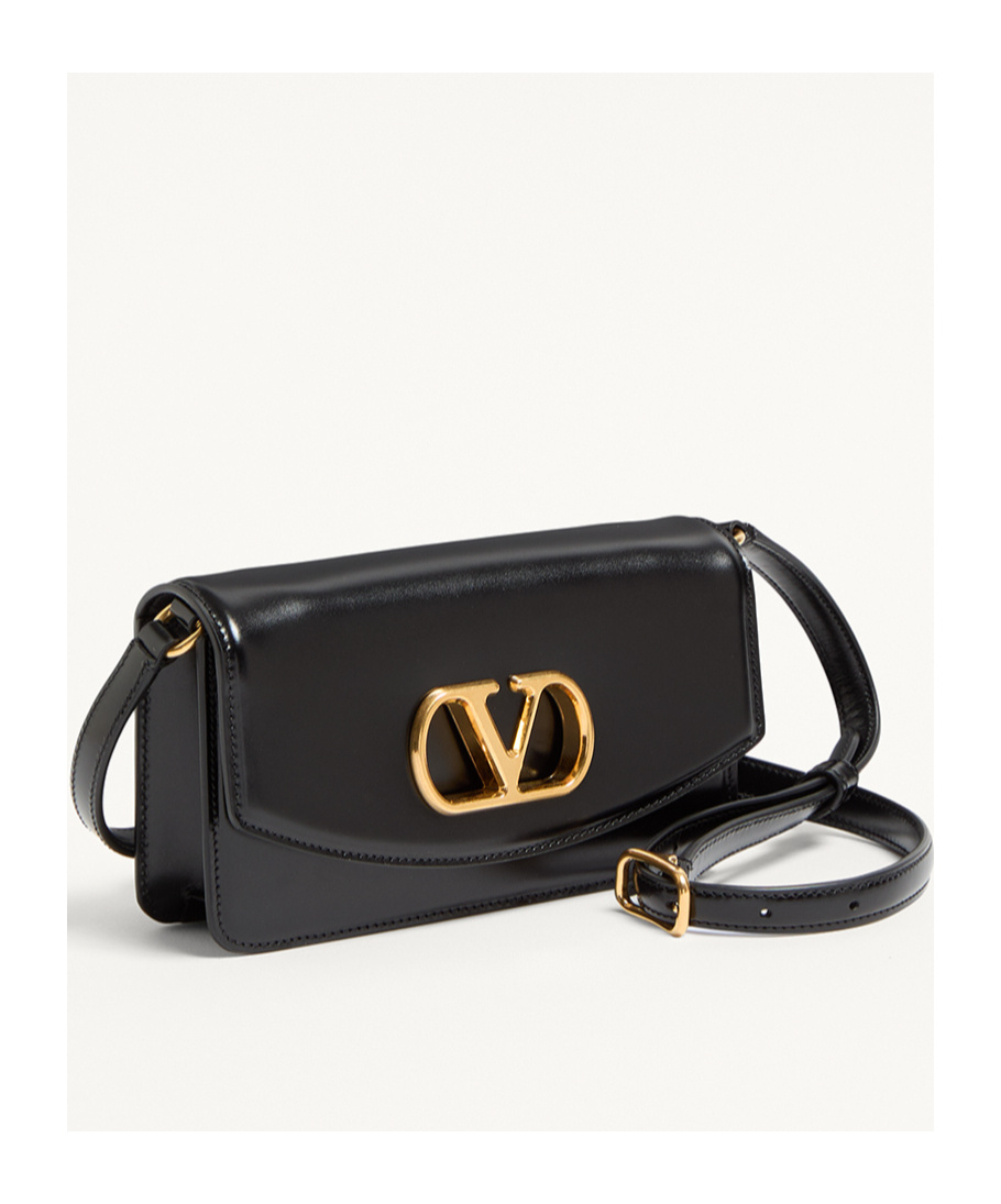 Valentino Garavani Garavani Vain Clutch Bag In Shiny Calfskin Woman Black Uni In Black