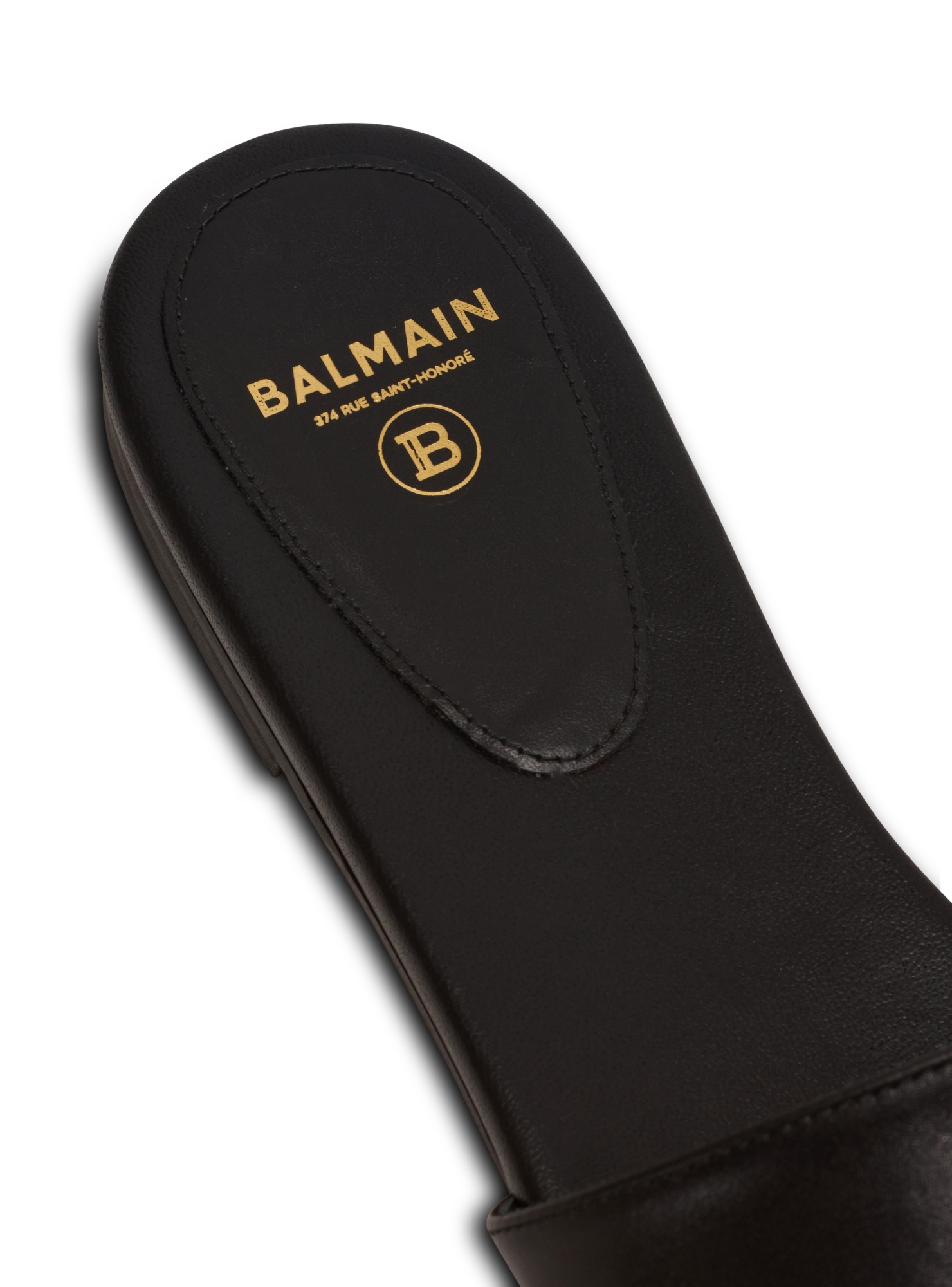 Balmain Dafne Logo-plaque Leather Slides In Black