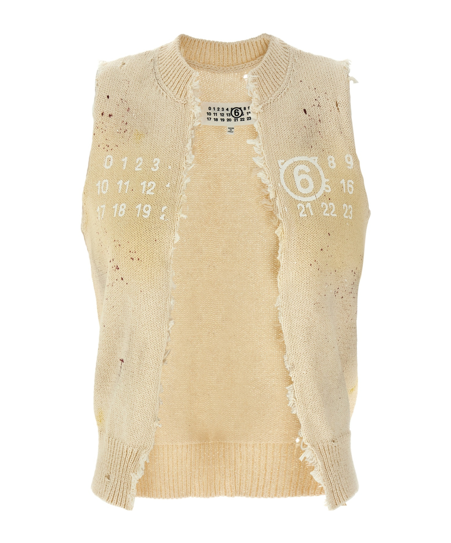 Shop Mm6 Maison Margiela Signature Numbers Motif Waistcoat In Nude