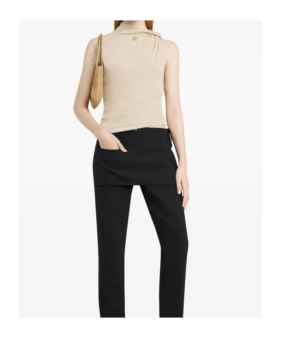 Courrèges Draped Asymmetric Sleeveless Top In Nude