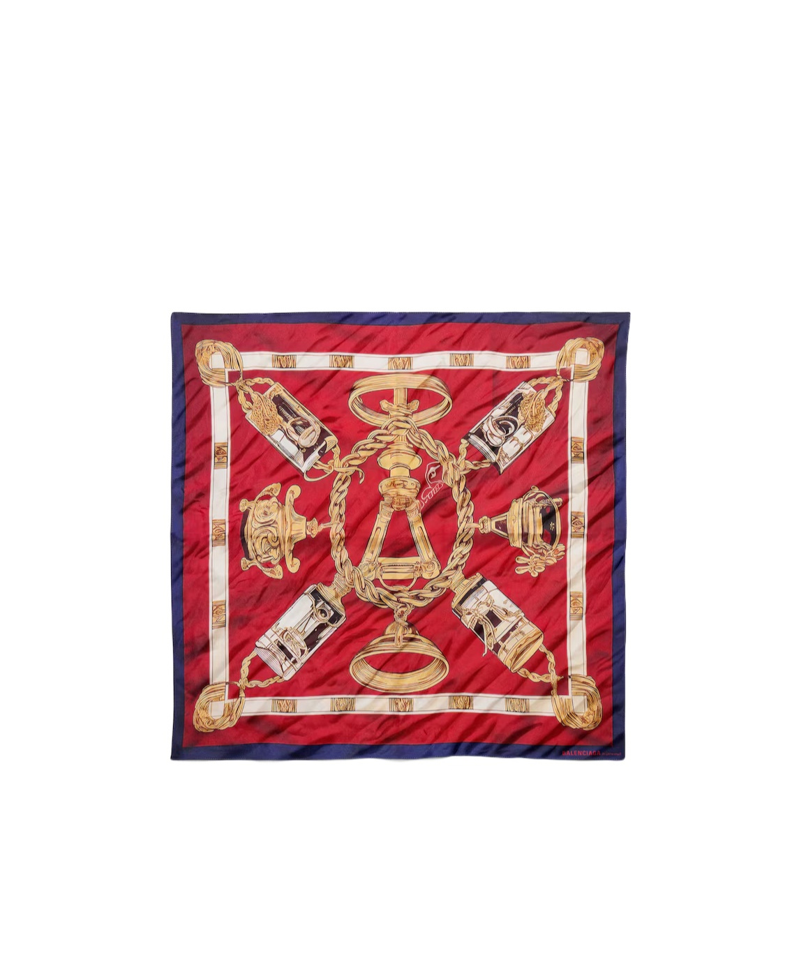 Balenciaga Red Burgundy Printed Square Scarf In Red