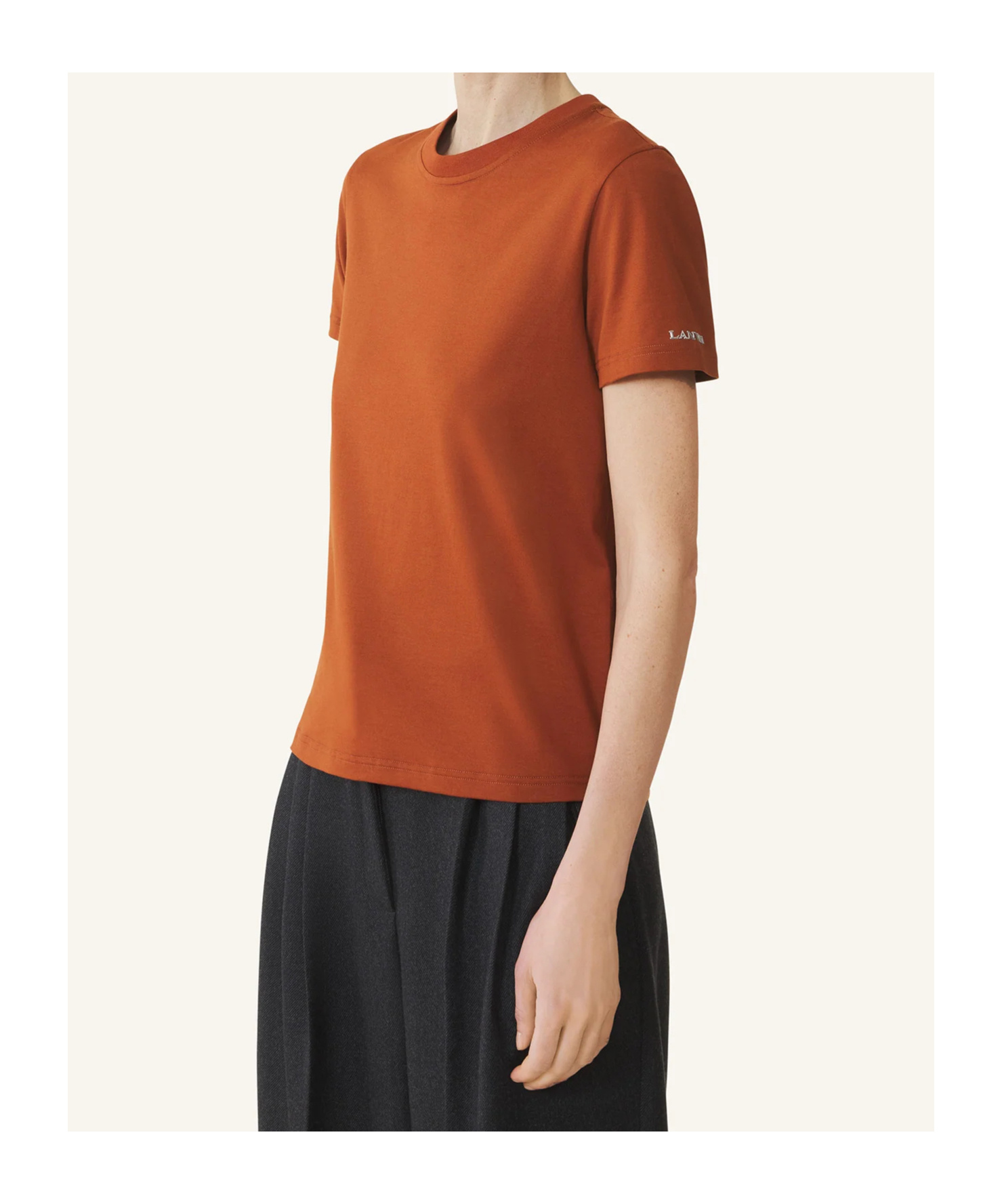 Lanvin Cotton T-shirt With Ribbon Detail In Brown