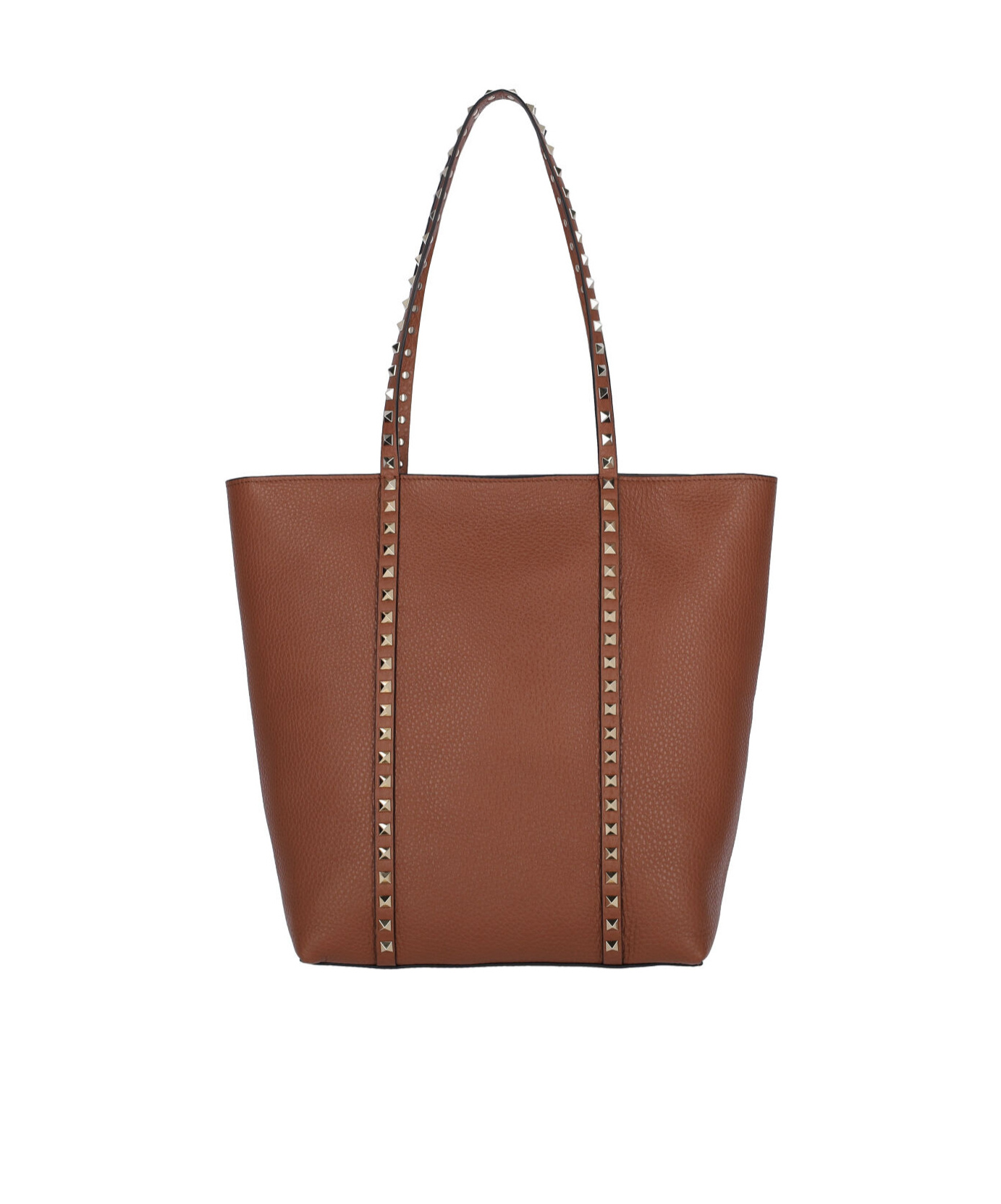 Valentino Women's Caramel Leather Medium Rockstud Shopping Bag In Brown