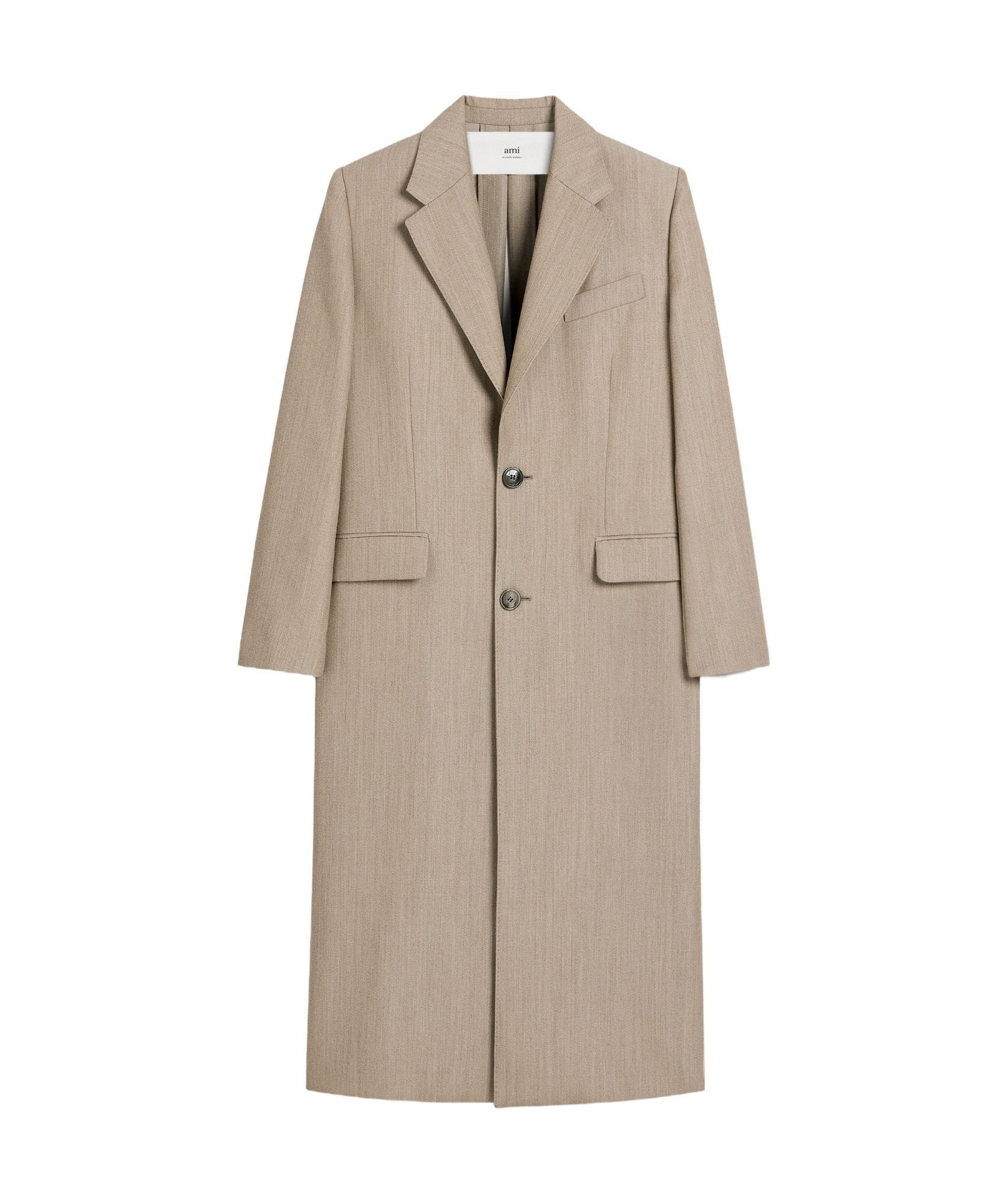 Ami Alexandre Mattiussi Beige Wool Back Slit Long Coat Beige In Nude