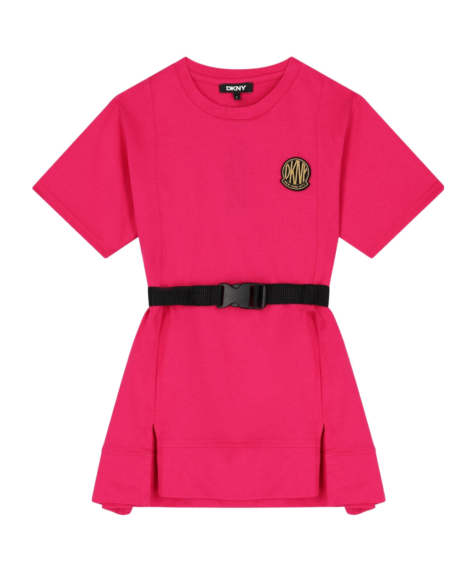 Dkny Logo-patch Cotton Dress In Pink