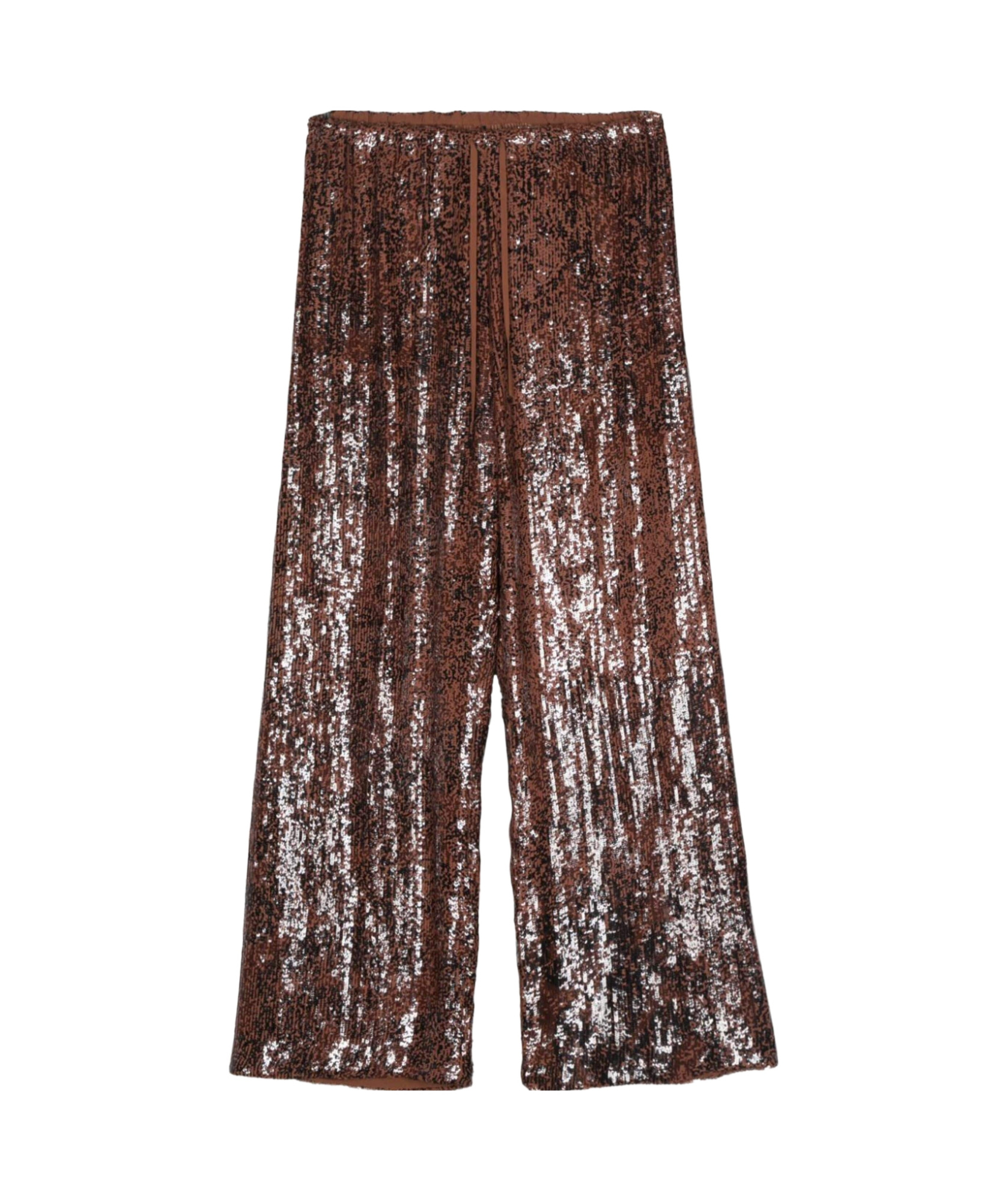Dries Van Noten Brown Wide Trousers With Micro Sequins In Brown