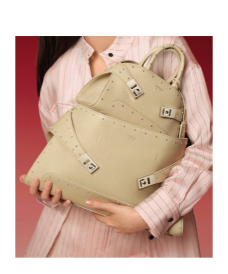 Ferragamo Large Hug Tote With Spike Embellished In Multi
