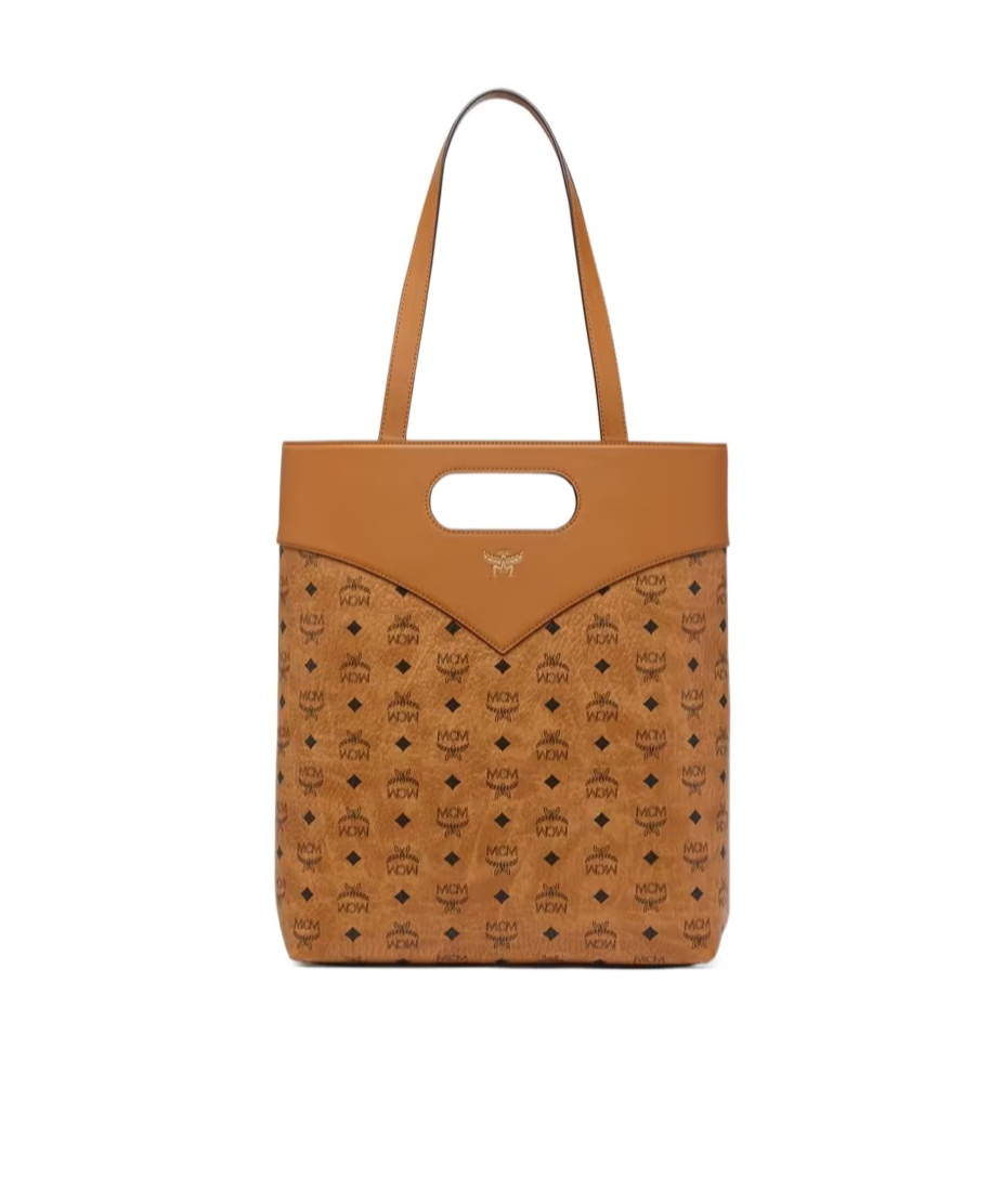 Mcm Diamond Tote In Visetos Leather Mix In Brown