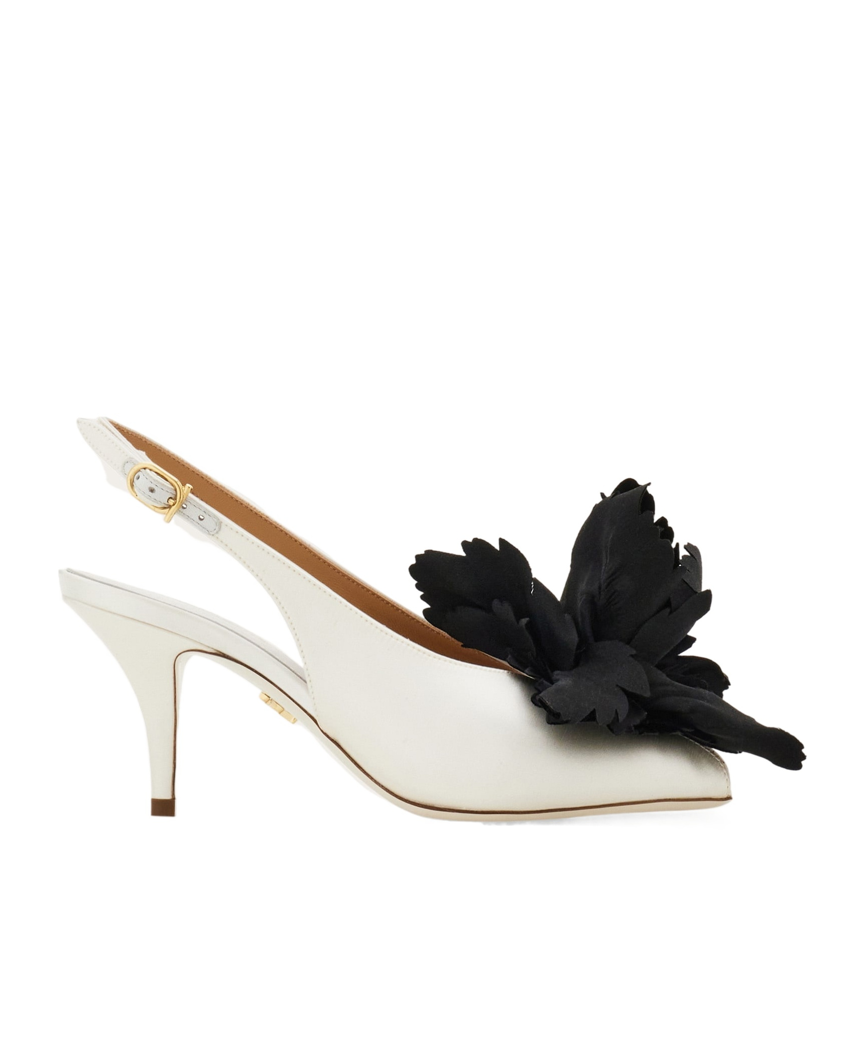 Ferragamo Flower Embellished Slingback In White