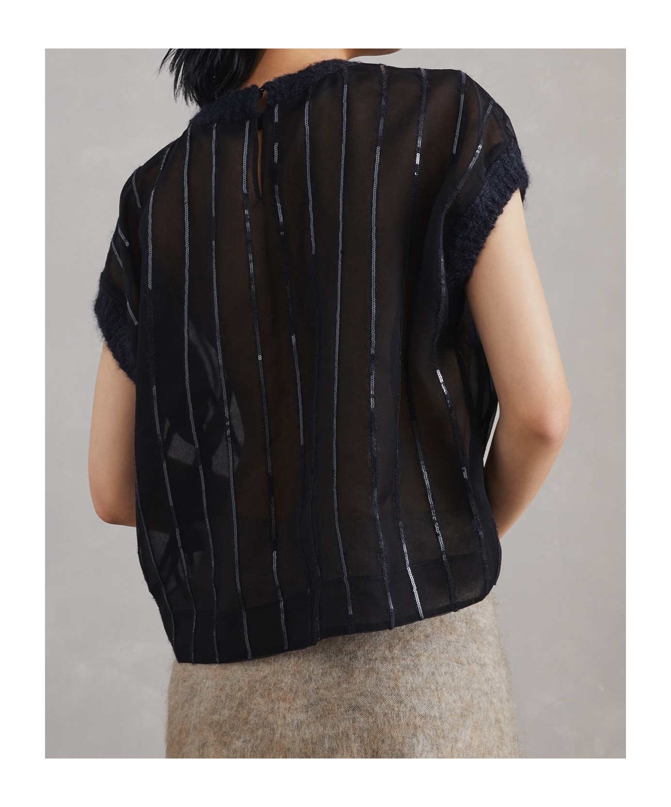 Brunello Cucinelli Sequin-embellished Silk-organza Top In Black