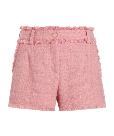 Dolce & Gabbana Cotton Shorts With Belt Loops And Frayed Hem In Pink
