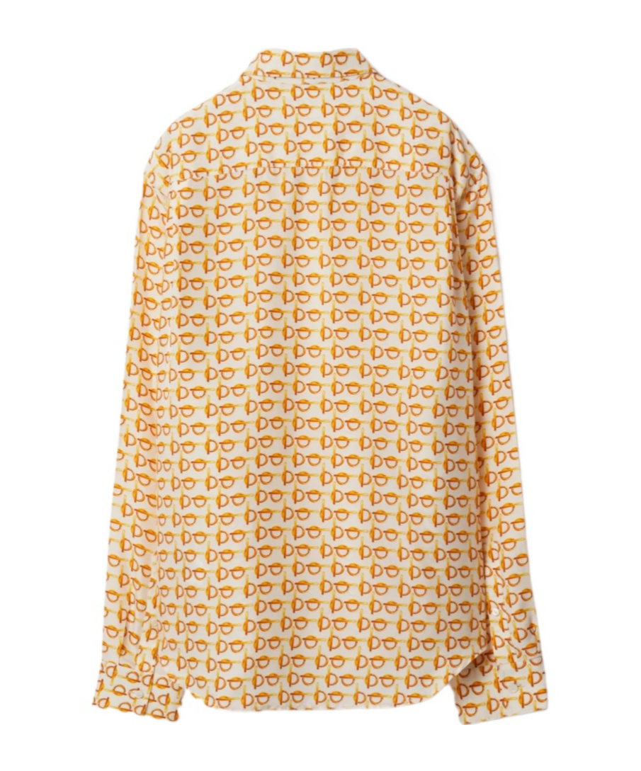 Burberry B-closure Print Silk Poplin Shirt In Nude