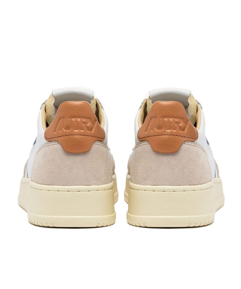 Autry Low-top Sneakers With Suede Inserts And Contrasting Heel In Neutral