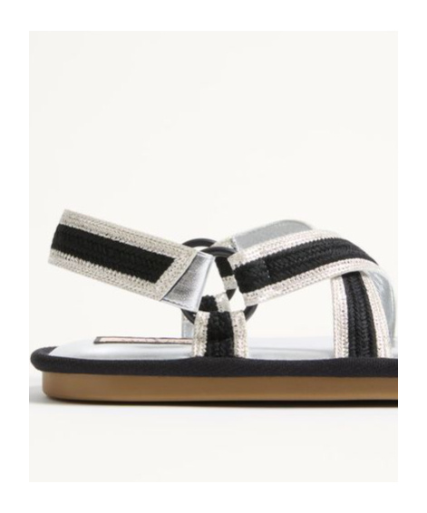 Valentino Lake Powell Crochet Embroidered Sandals In Black/silver