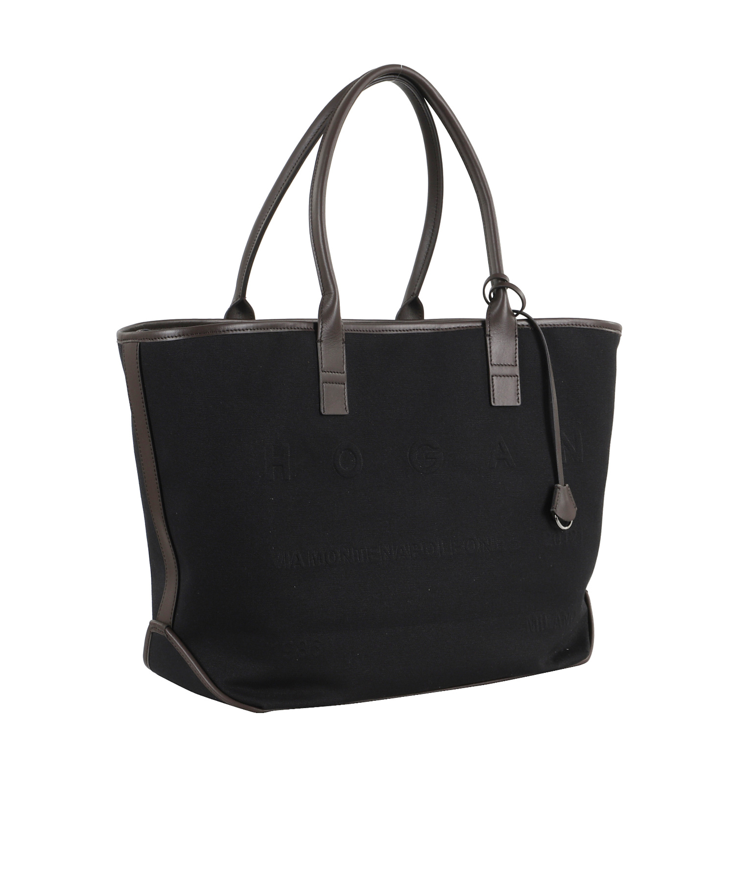 Hogan Medium Shopping Bag With Leather Accents And Lace Closure In Black