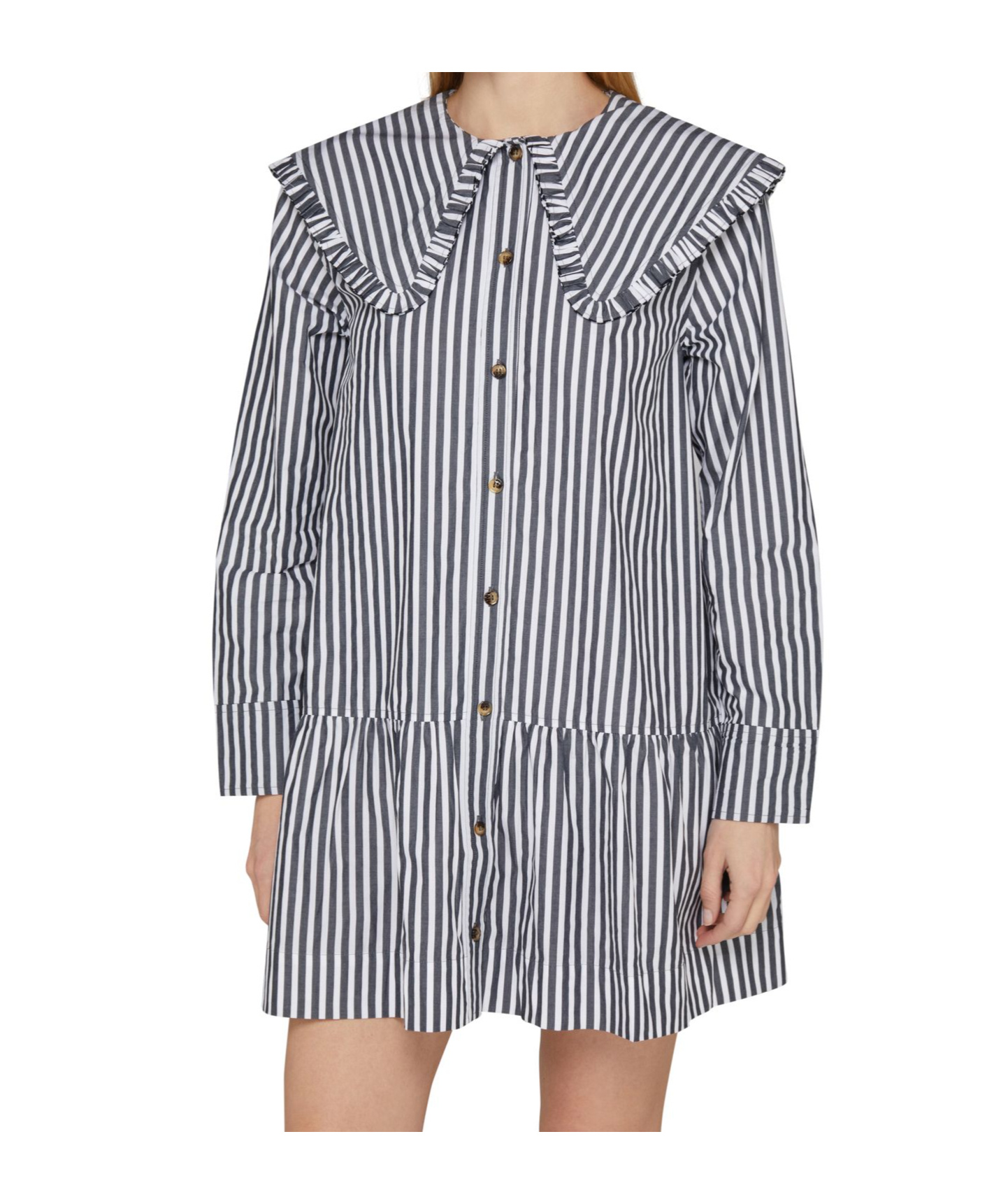 Shop Ganni Long Sleeve Dress In Gray