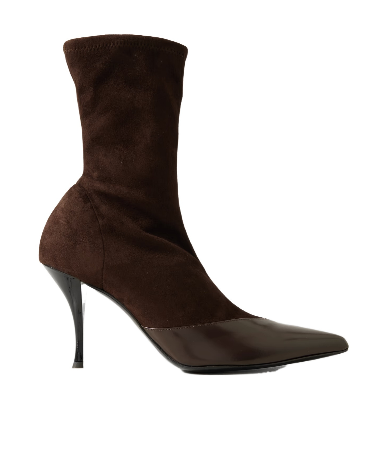 Neous Dark Brown Stretch Boots In Black