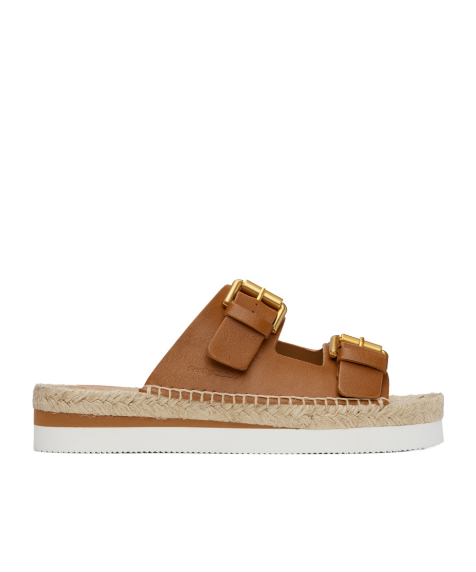 See By Chloé Glyn Platform Buckle Flat Sandals In Brown