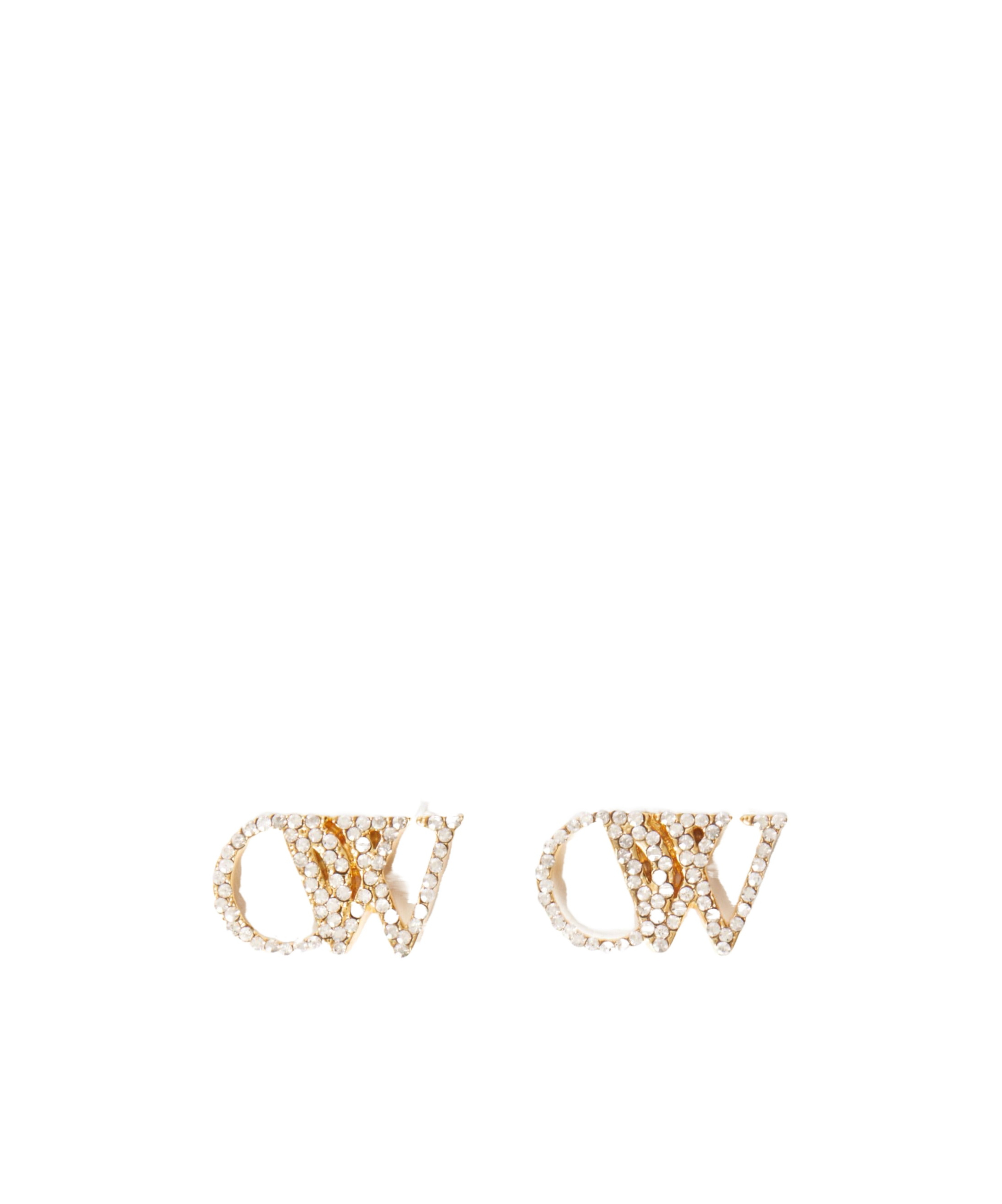 Off-white Ow Crystal Stud Earrings In Yellow