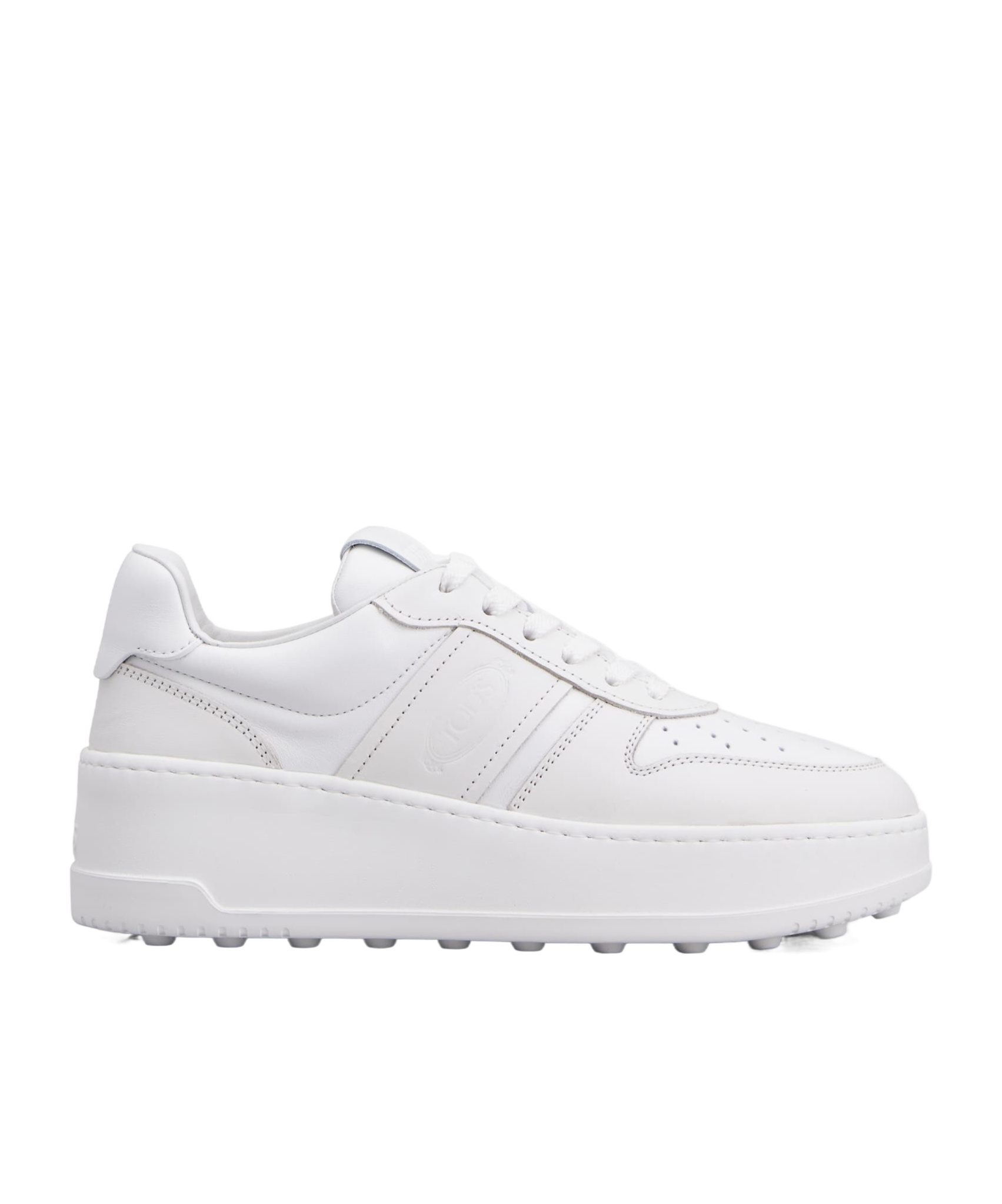 Tod's Round-toe Leather Sneakers In White
