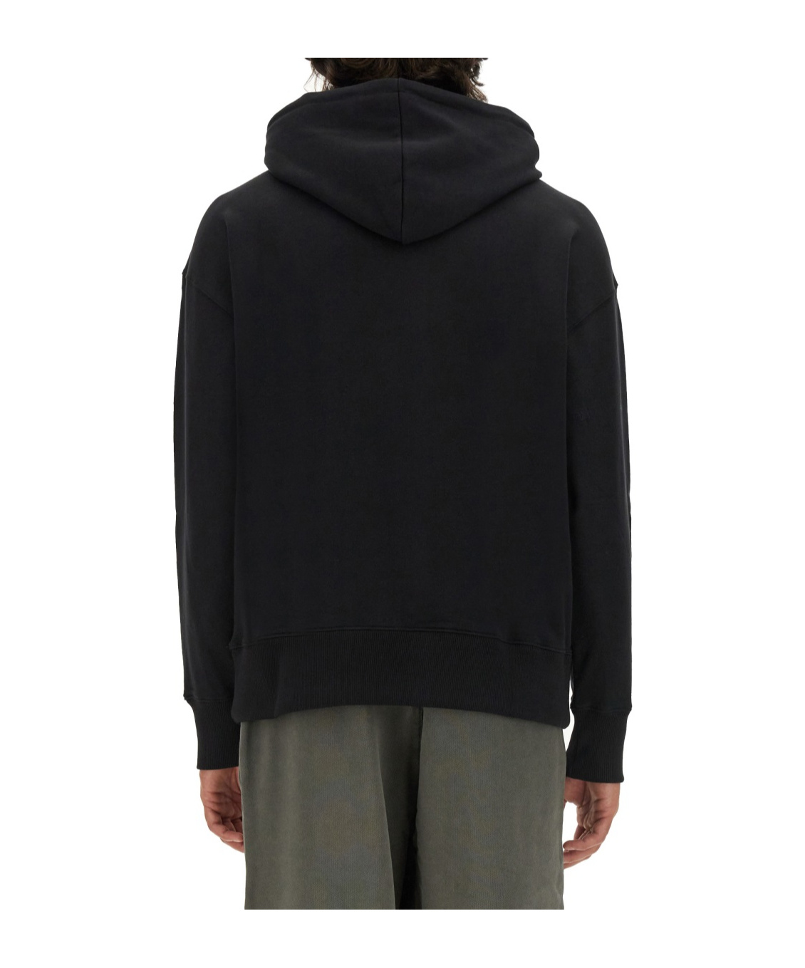 Msgm Logo Hooded Sweatshirt And Pocket In Black