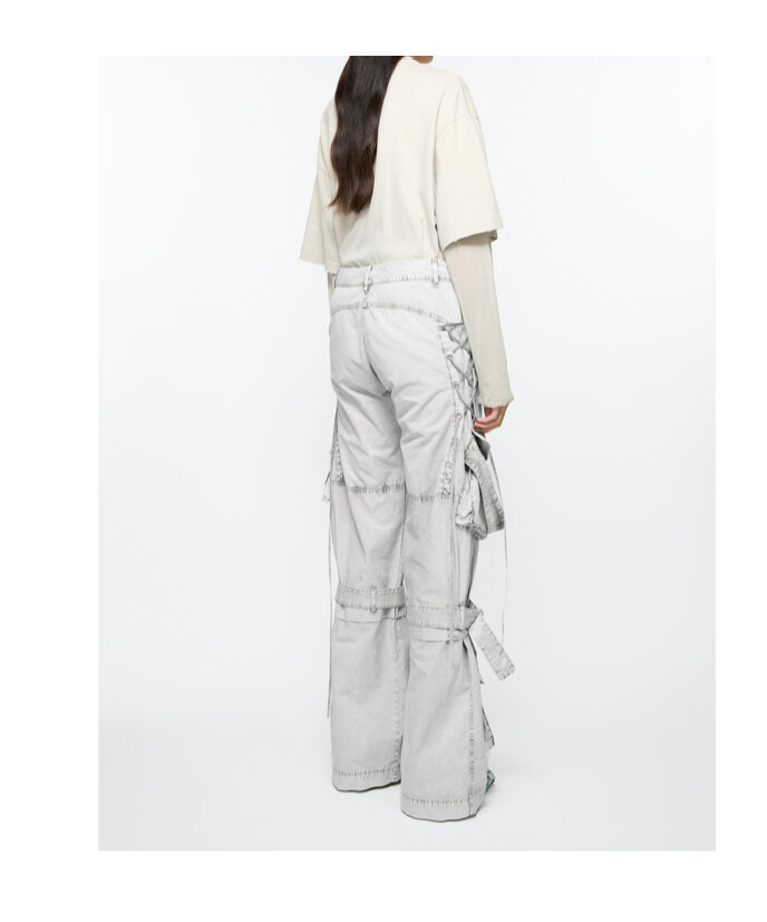 Acne Studios Cotton Cargo Trousers Dusty White In Grey