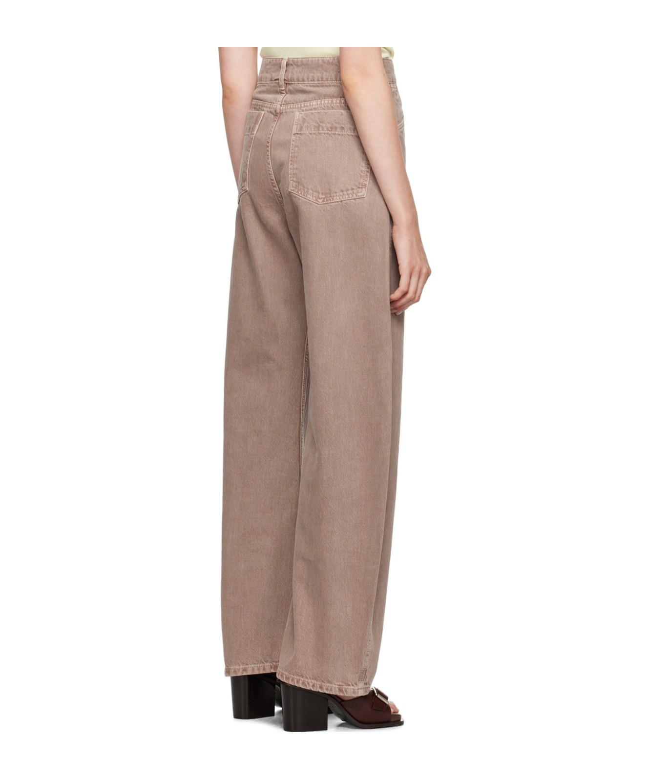 Lemaire Pink High Waisted Curved Jeans In Nude