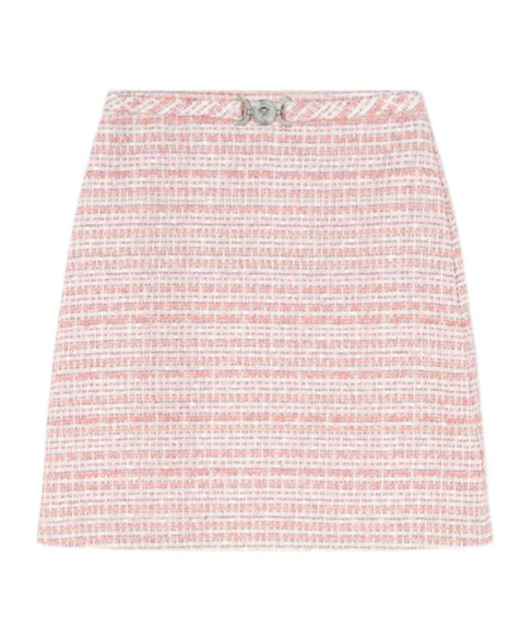 Versace Pink Ribbed Blend Skirt In Pink
