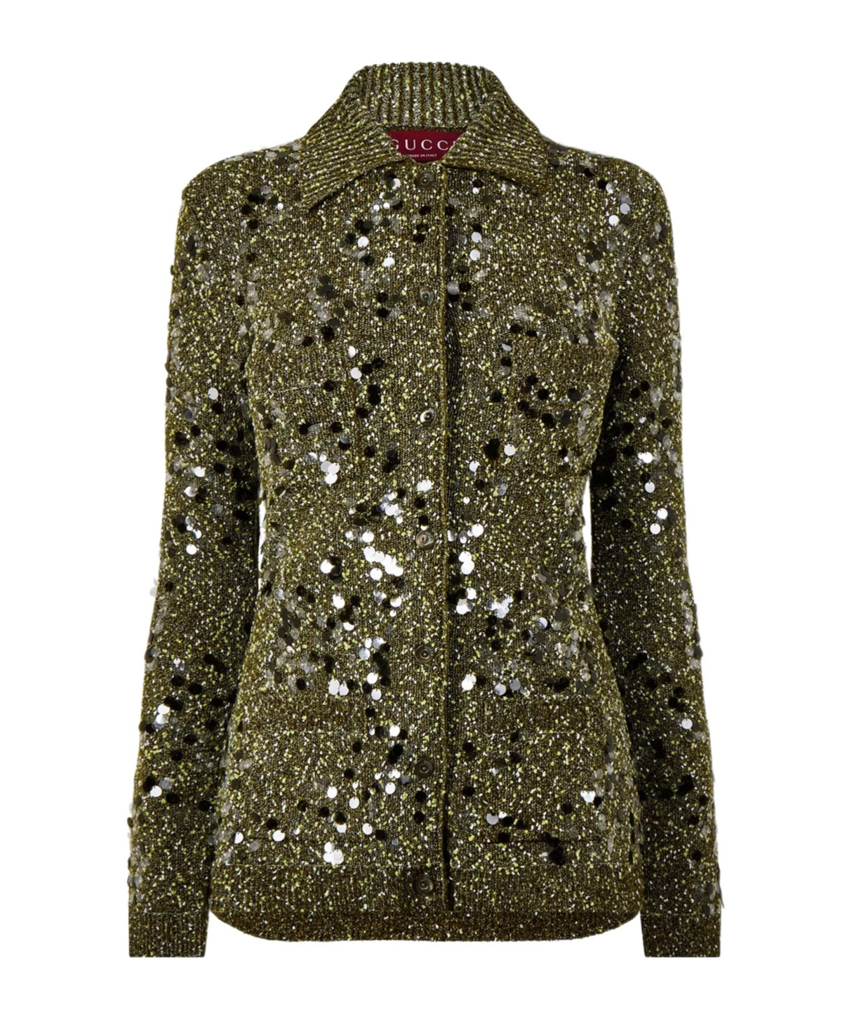 Gucci Sequin Knit Cardigan In Green