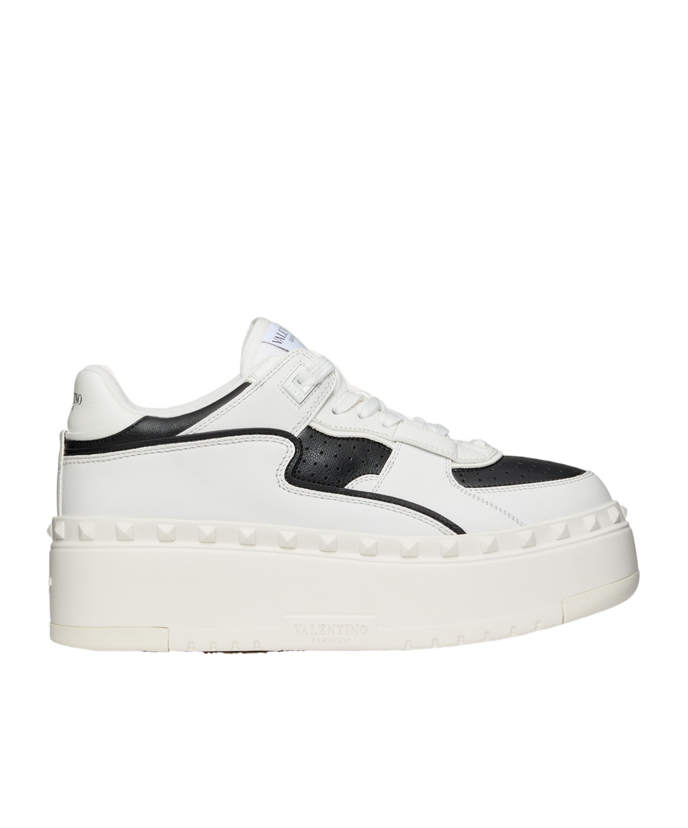 Valentino Bicolor Leather Platform Sneakers In White