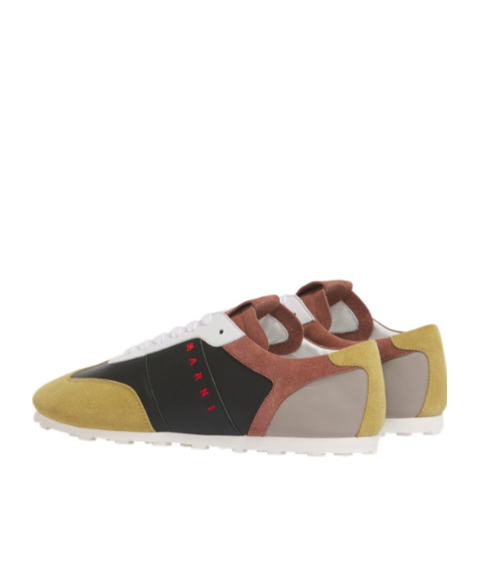 Marni Black Leather And Suede Sneakers In Multi