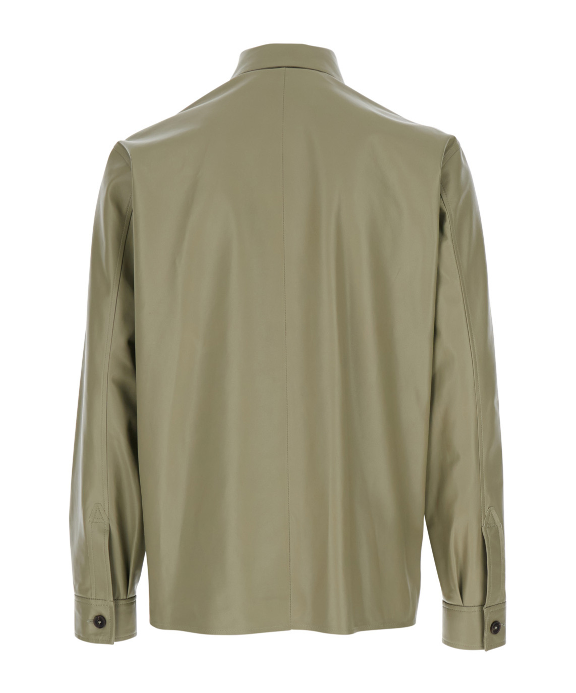 Arma Lush Green Shirt With Classic Collar And Contrasting Buttons In Leather Man In Nude