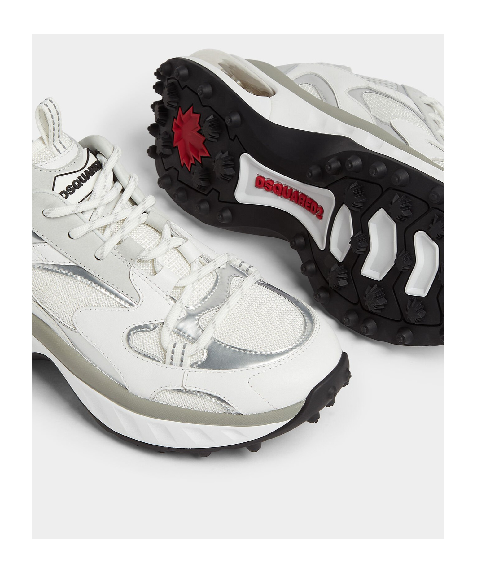 Dsquared2 Bubble White Suede And Mesh Running Sneakers In Gray