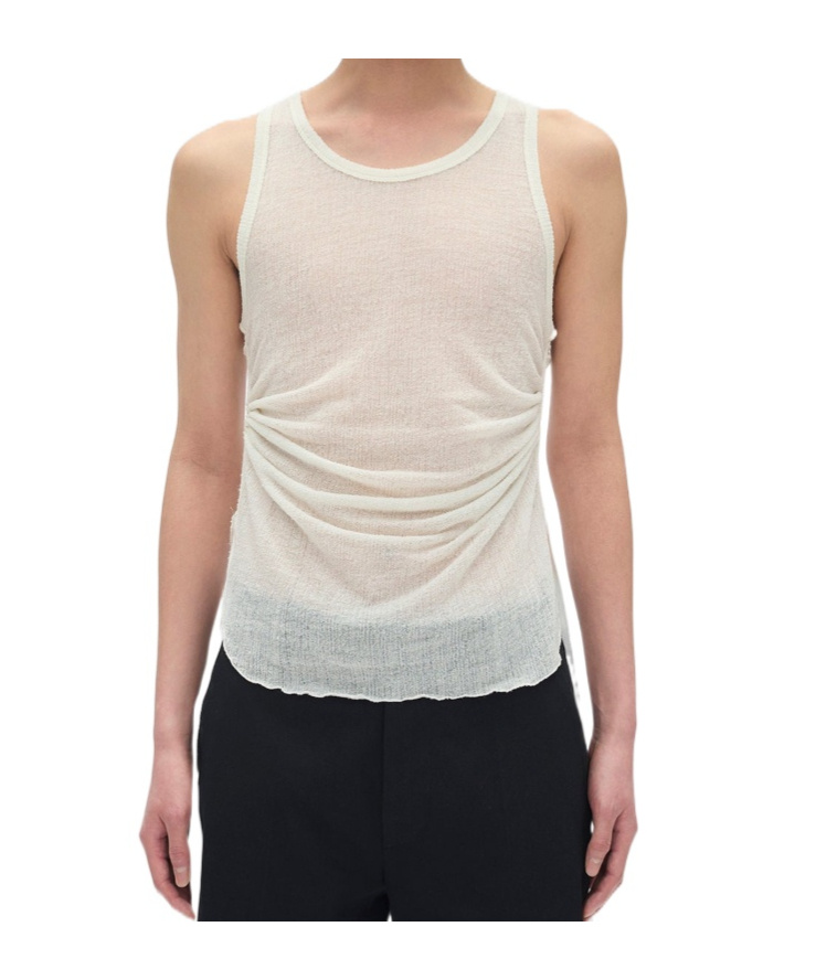 Ann Demeulemeester Boris Wrinlked Cropped Tank In White