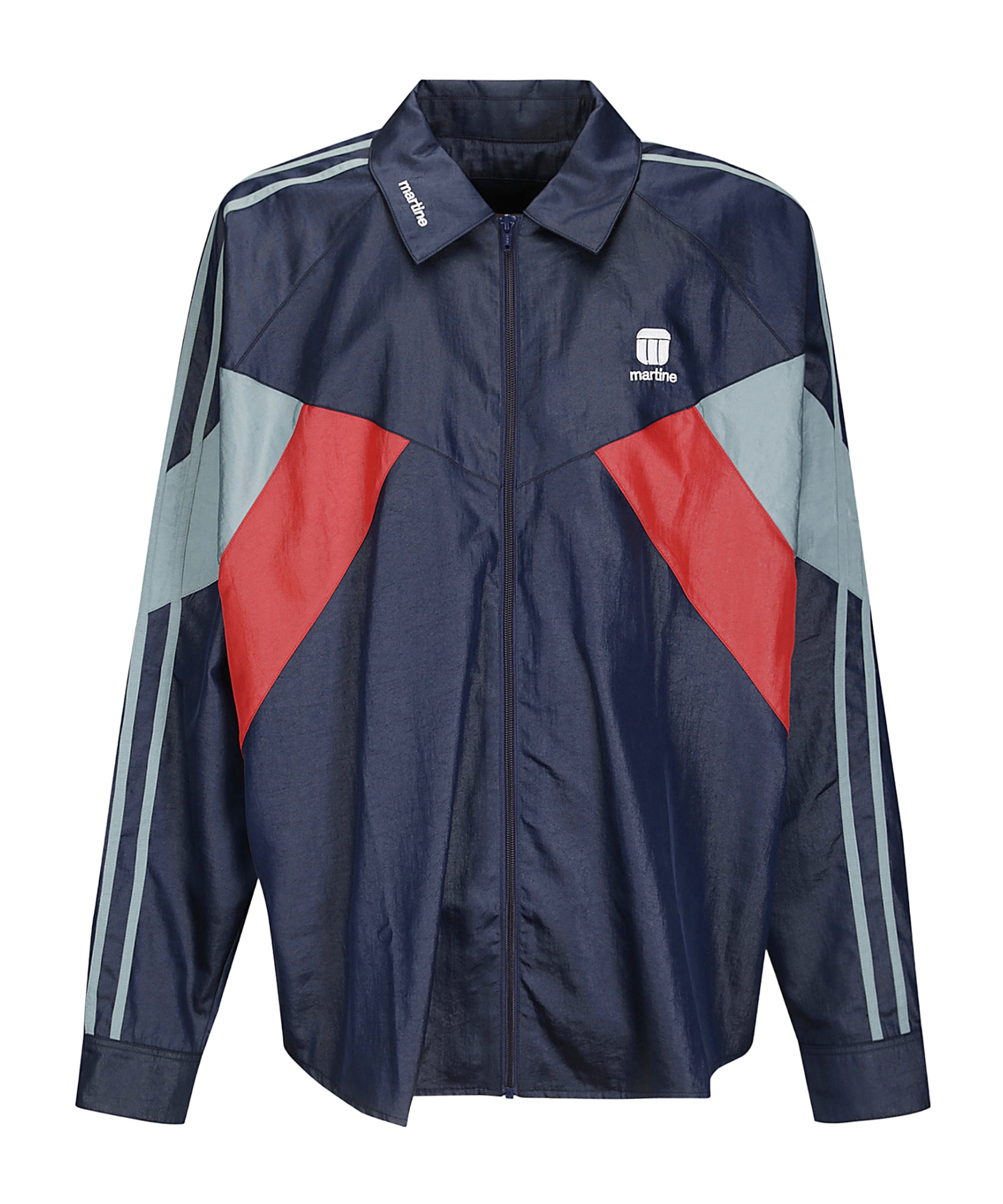 Martine Rose Block Design High Collar Unisex Jacket In Blue