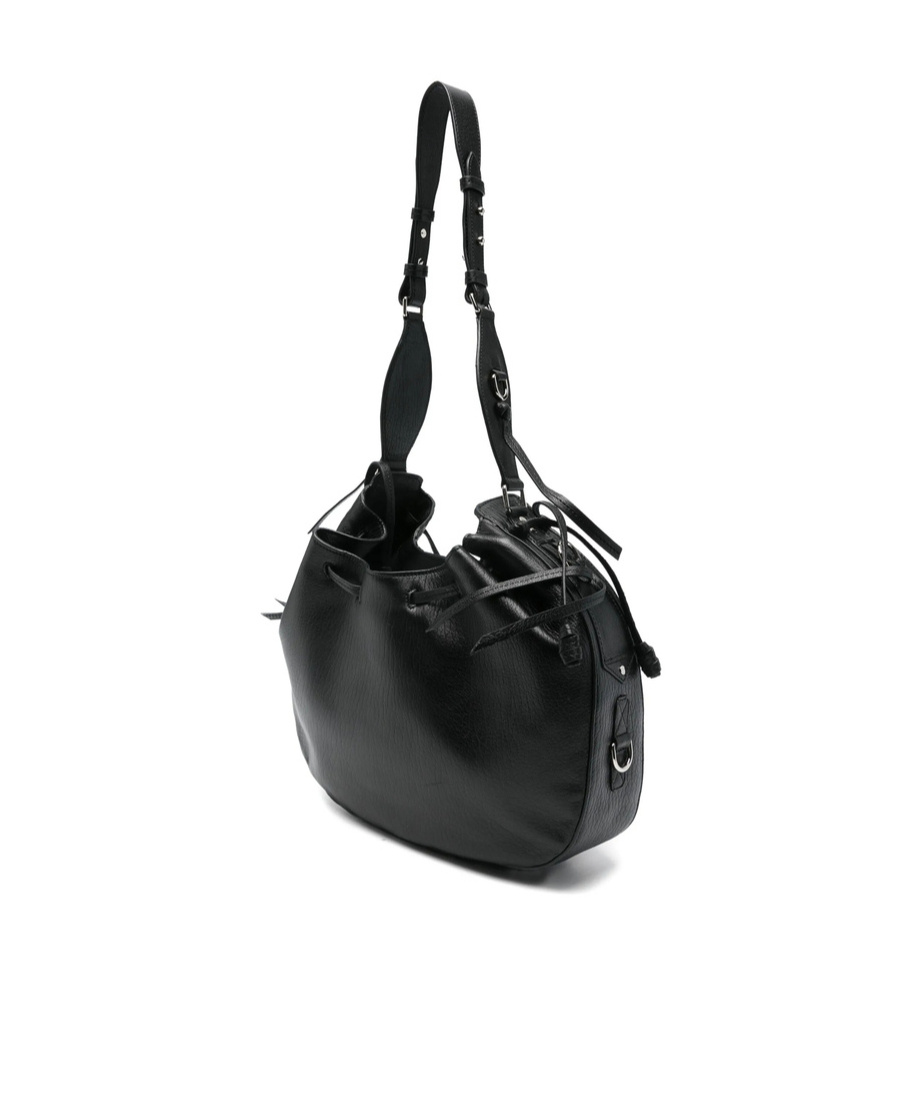 Isabel Marant Bolton Drawstring Leather Shoulder Bag In Black