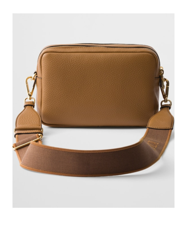 Prada Daino Soft Leather Camera Crossbody Bag In Neutral