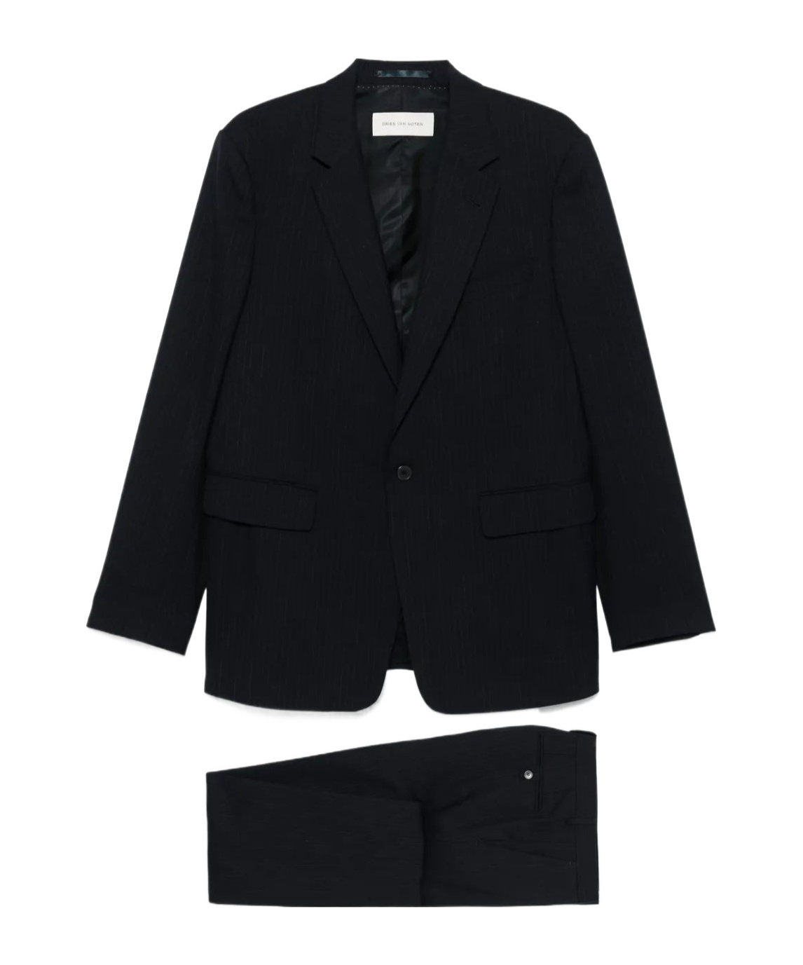 Dries Van Noten Long-sleeved Suit In Navy Blue
