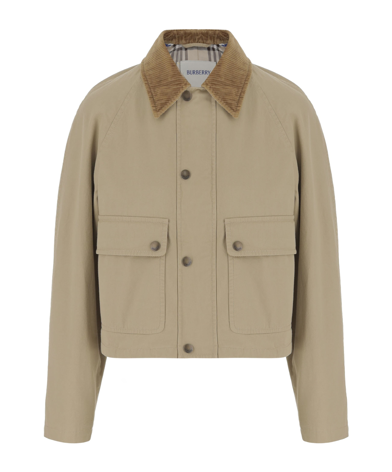 Burberry Press-stud Cropped Jacket In Neutral