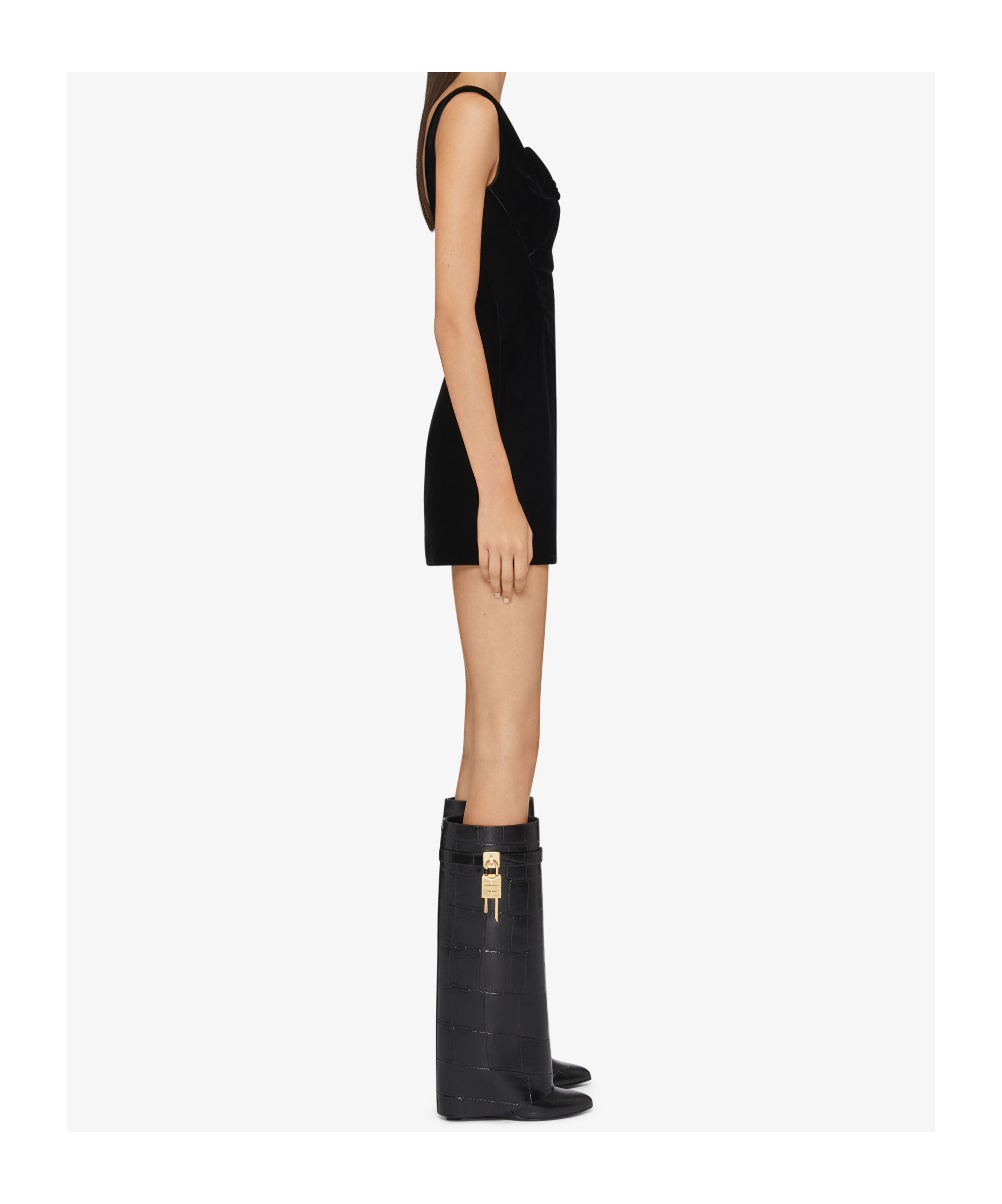 Givenchy Shark Lock Boots In Crocodile Effect Leather In Black