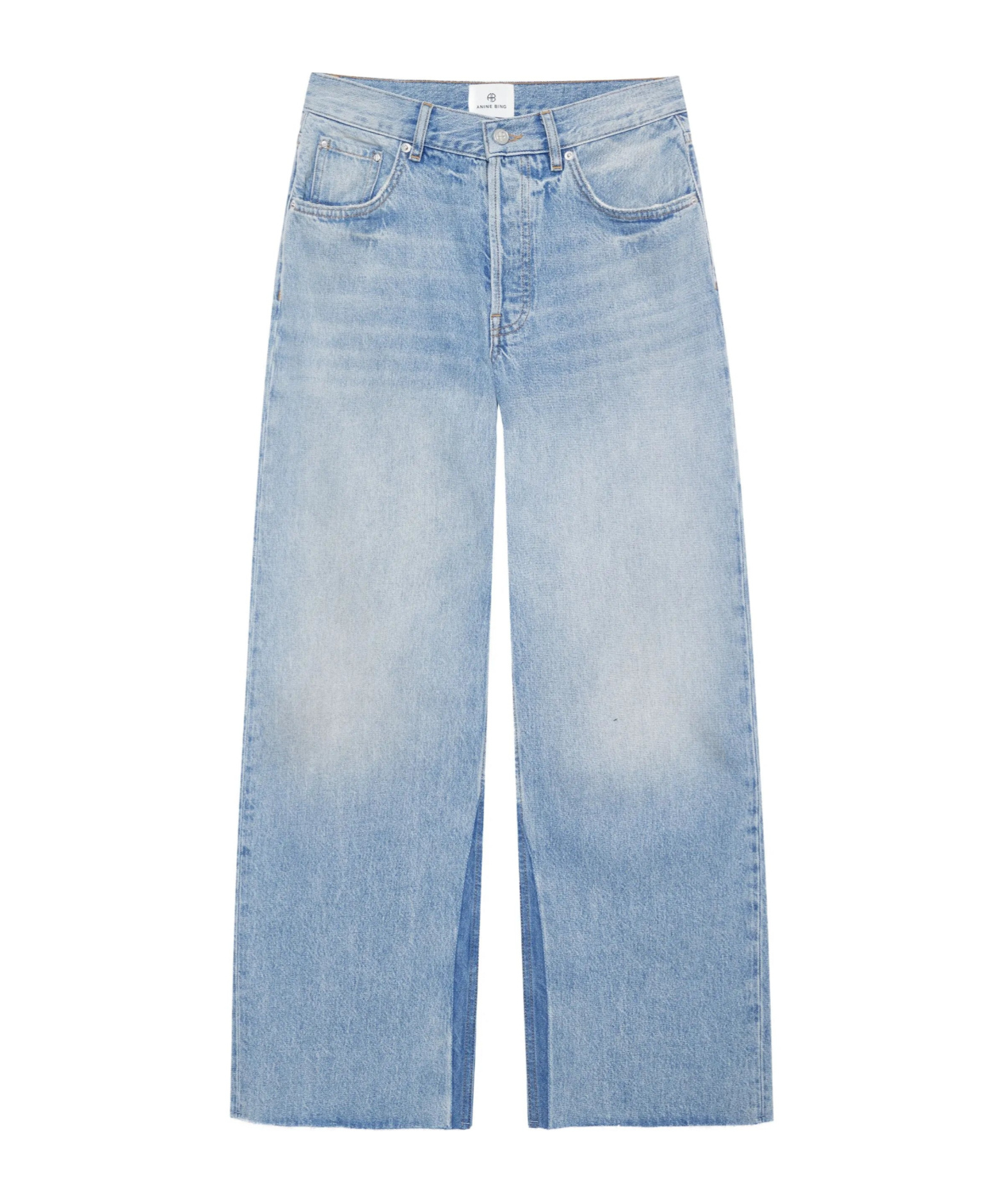 Anine Bing Manon Frayed-hem Jeans In Blue