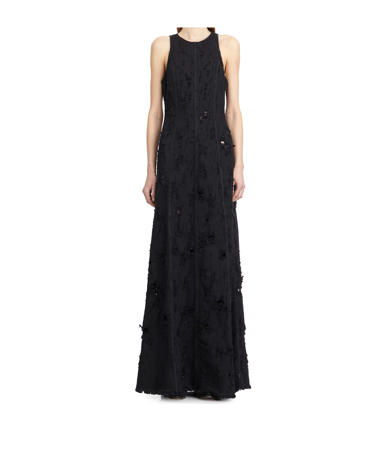 Haikure Long Dark Grey Dress With Rips In Black