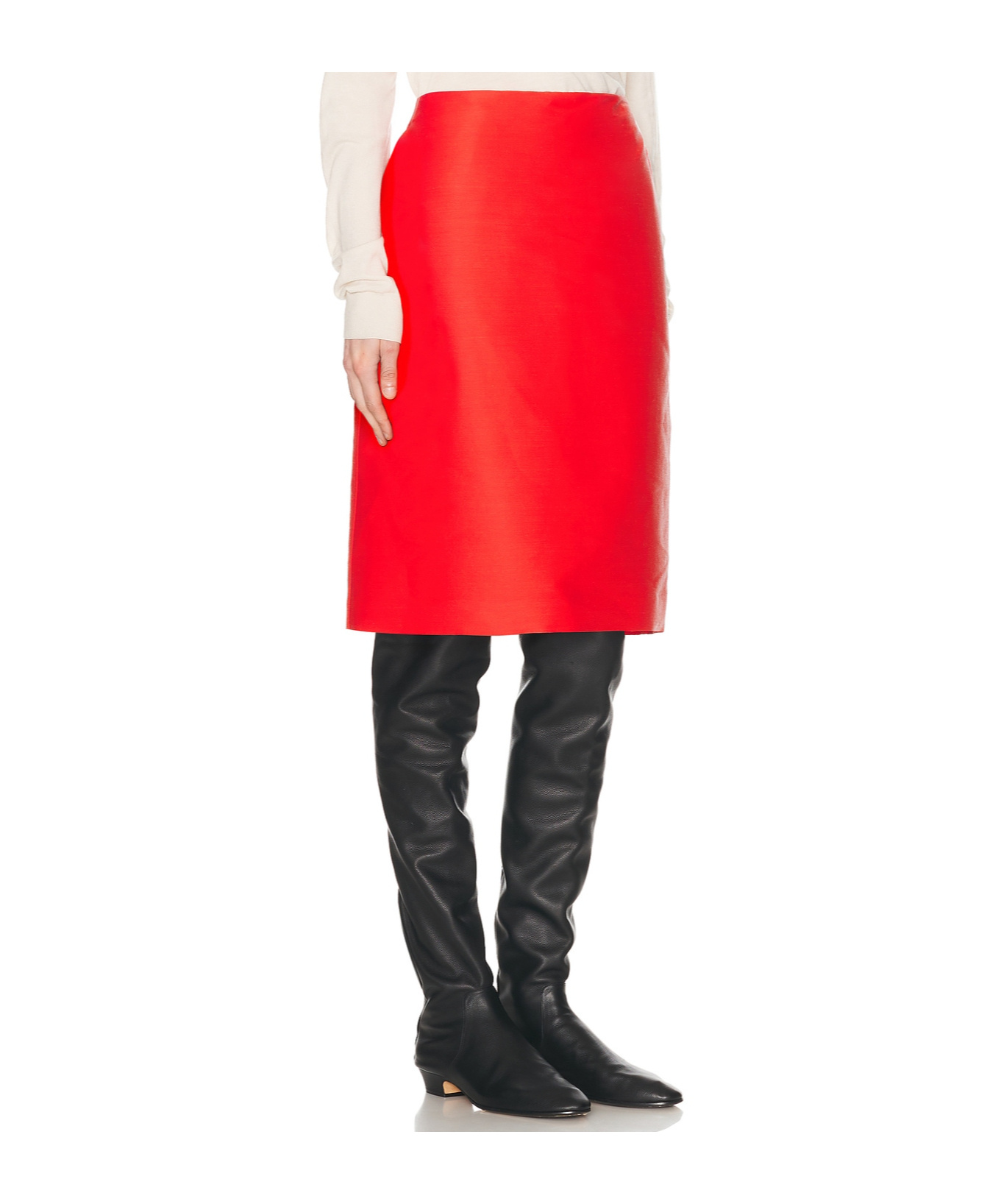 The Row Wool Blend Corinna Skirt High-waisted Knee-length In Red
