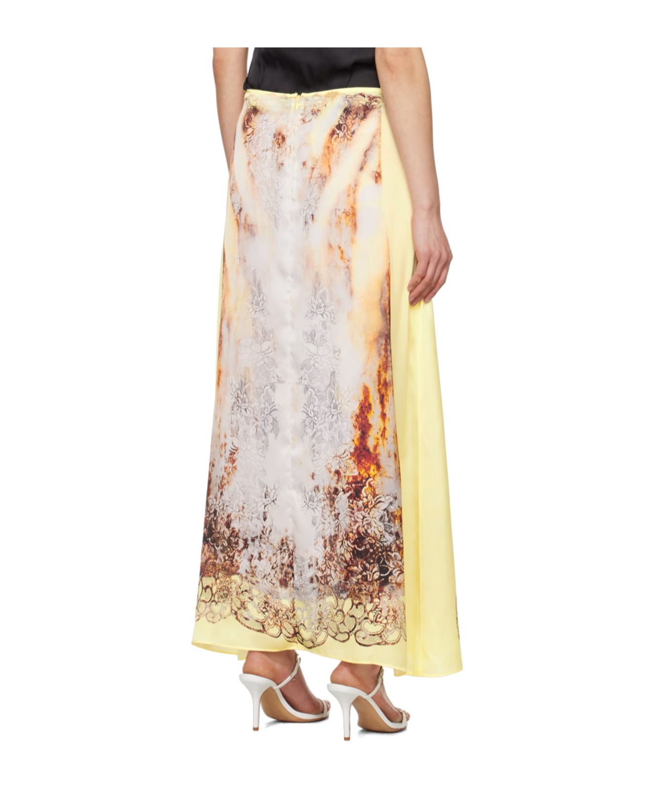 Y/project Yellow Lace Print Maxi Skirt In Yellow