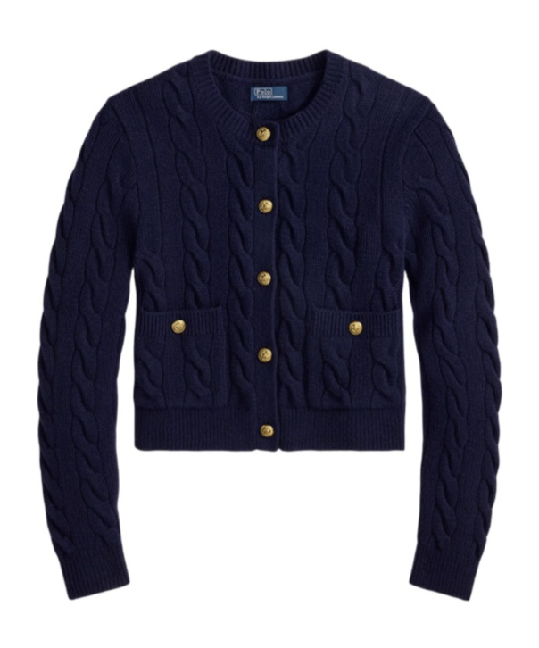 Polo Ralph Lauren Cable-knit Wool And Cashmere-blend Cardigan In Blue
