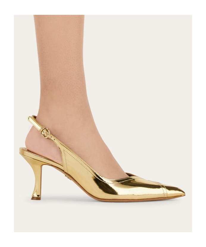Ferragamo Slingback With Contrasting Inlays In Nude