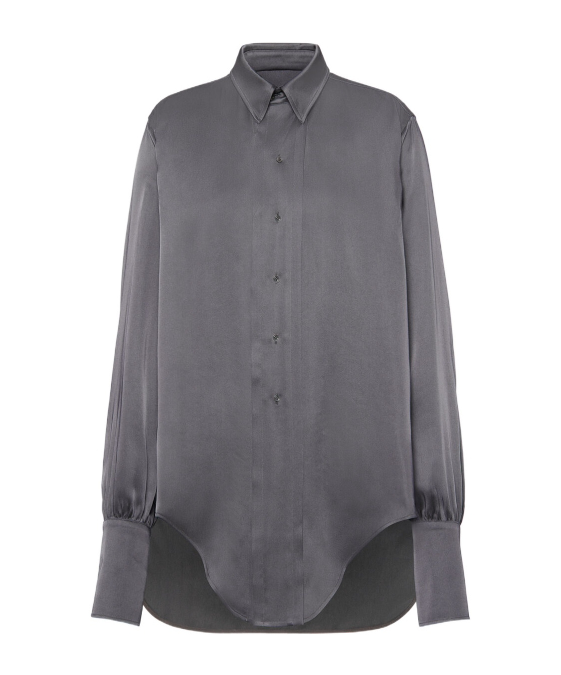 Maison Margiela Long-sleeved Satin Shirt In Gray