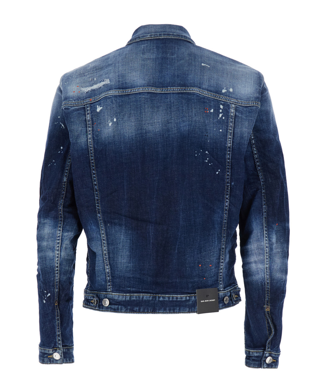 Dsquared2 Dan Blue Jacket With Classic Collar And All-over Painted Details In Denim Man In Blue
